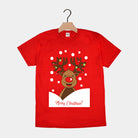 Red Family Christmas T-Shirt with Rudolph Reindeer