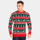 Red and Green Strips Christmas Jumper Mens