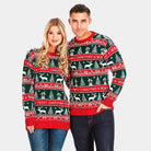 Red and Green Strips Couple's Christmas Jumper