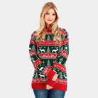 Red and Green Strips Christmas Jumper Womens