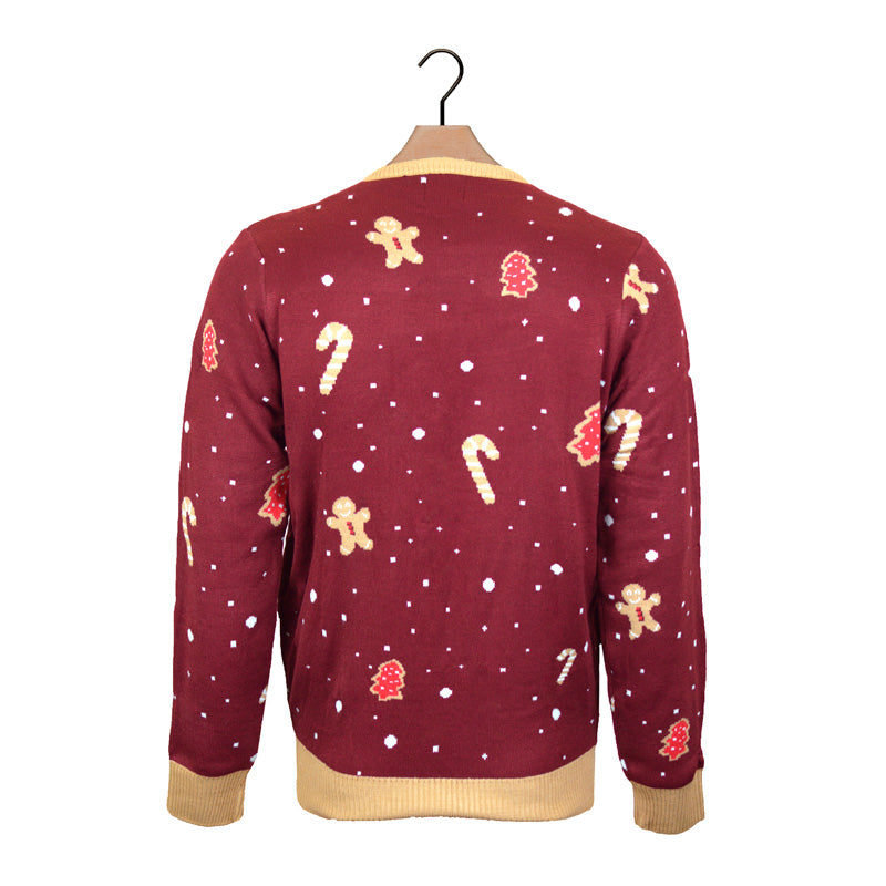 Red LED light-up Boys and Girls Christmas Jumper with Ginger Cookie back
