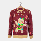 Red LED light-up Christmas Jumper with Ginger Cookie Family 