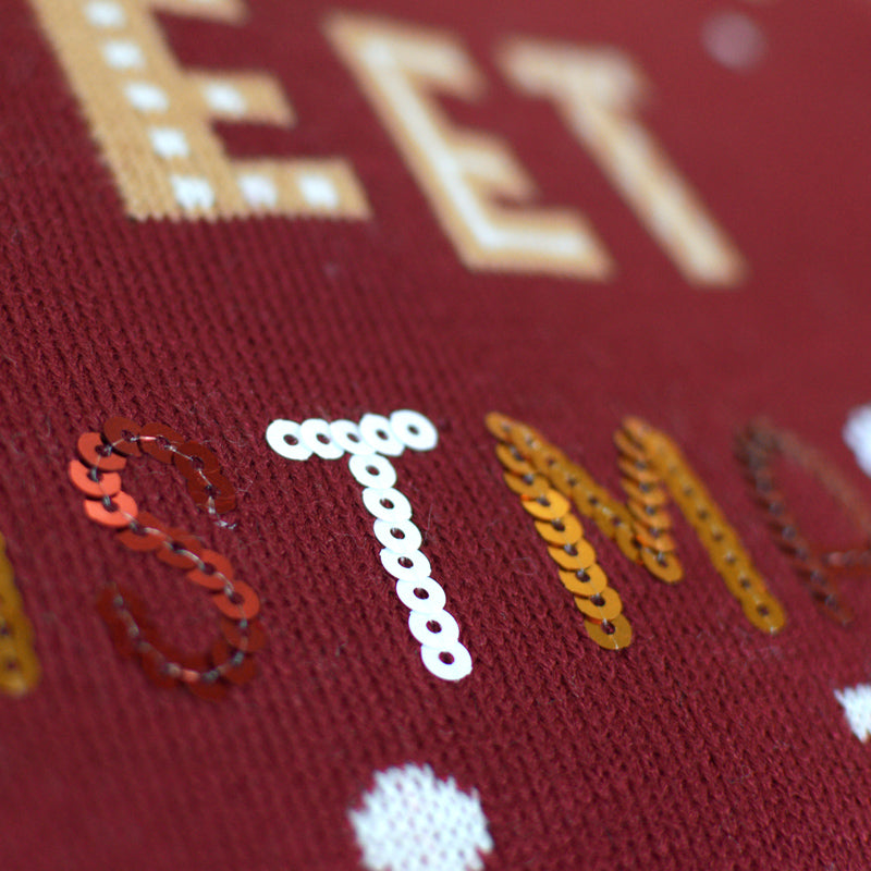 Red LED light-up Family Christmas Jumper with Ginger Cookie detail 1