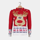 Red Men's Christmas Jumper with Reindeer and Snow