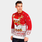 Red Men's Christmas Jumper with Reindeer