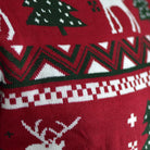 detail Red Men's Christmas Jumper with Reindeers and Christmas Trees