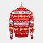 Organic Cotton Mens Red Christmas Jumper Snowmen and Trees
