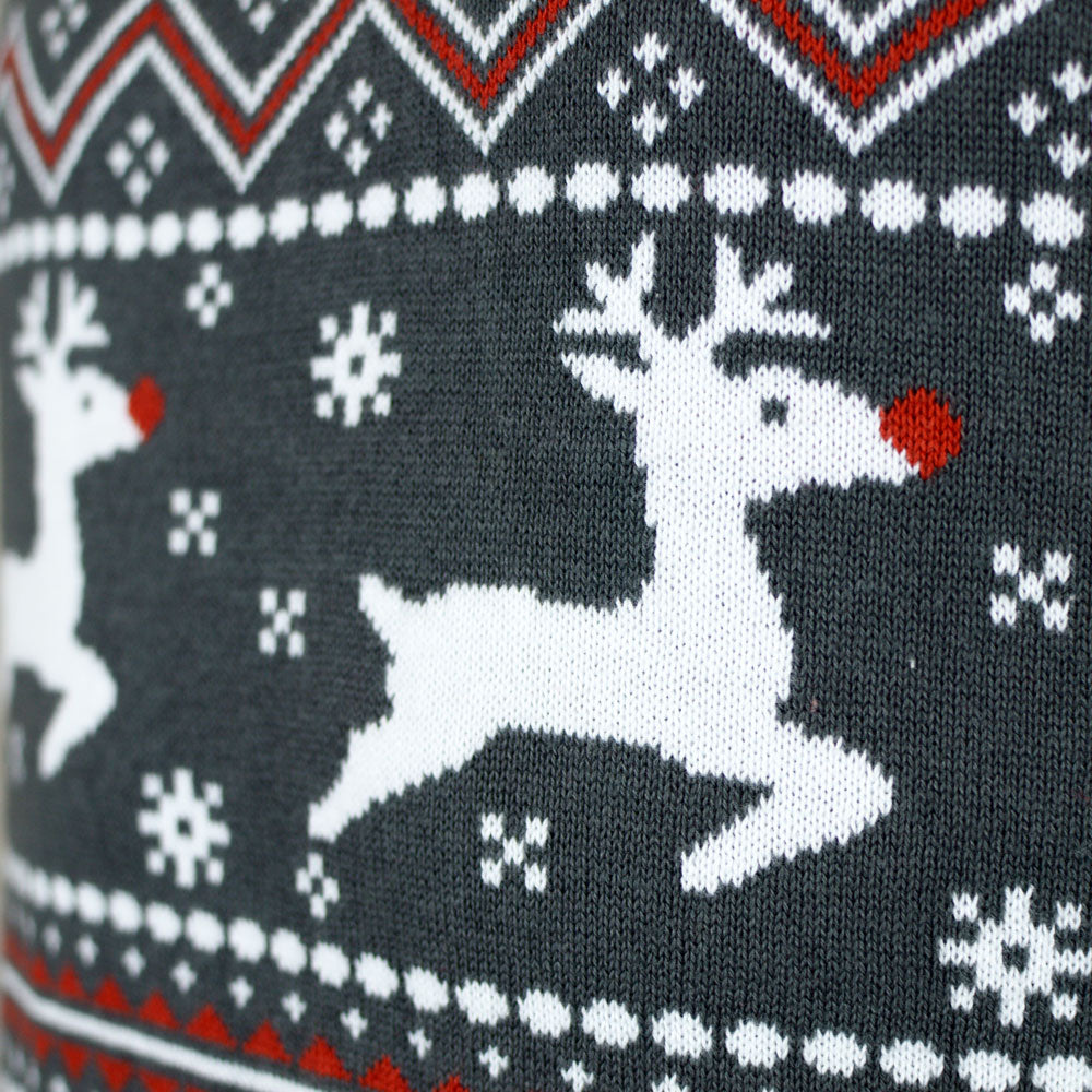 Reindeers Turtleneck Organic Cotton Couples Grey Christmas Jumper 
