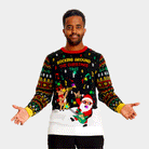 Santa Rocker LED light-up Womens Mens Christmas Jumper
