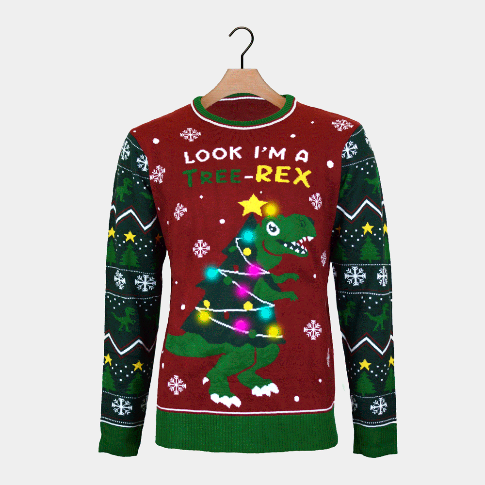 Tree-Rex LED light-up Christmas Jumper Family 
