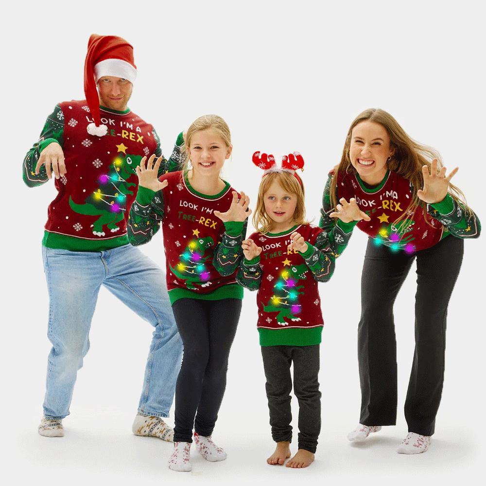 Tree-Rex LED light-up Family Christmas Jumper