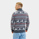 Turtleneck Organic Cotton Couple's Grey Christmas Jumper Mens Reindeers