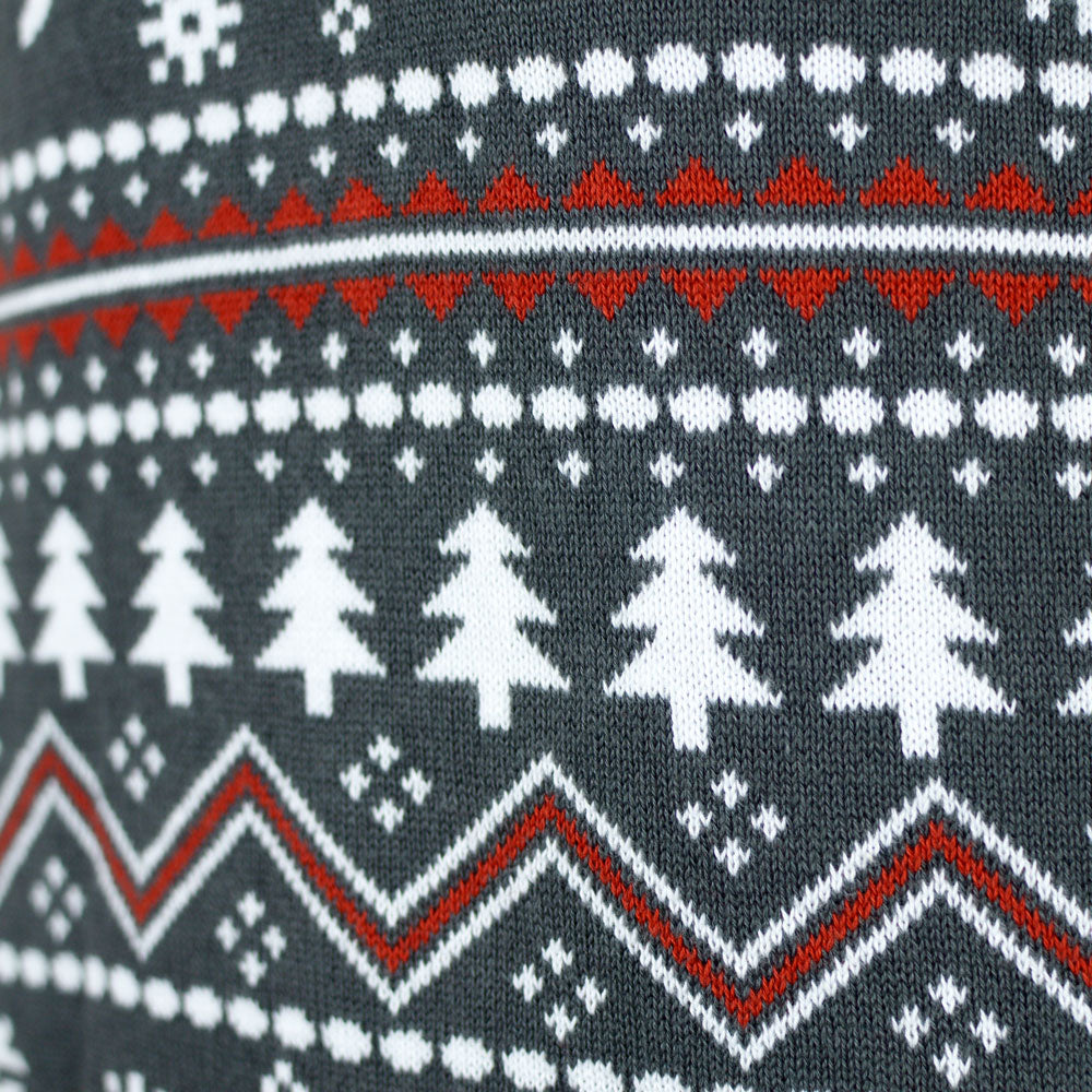 Turtleneck Organic Cotton Womens Christmas Jumper Reindeers Grey 

