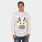 White 3D Couple's Christmas Jumper with Hairy Reindeer mens