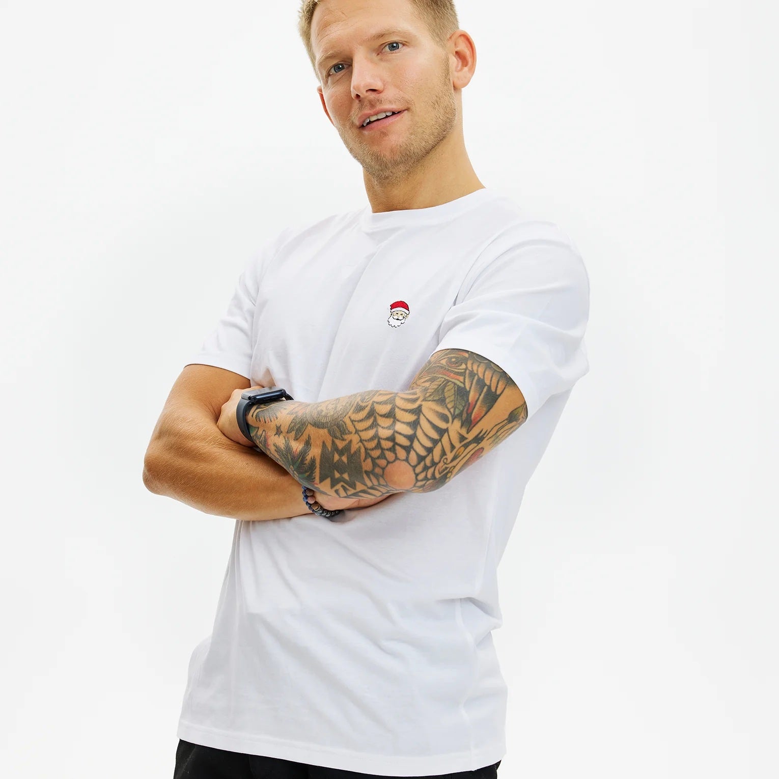 White Men's Christmas T-Shirt Santa
