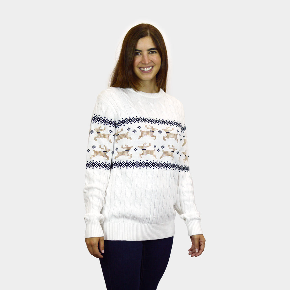 Alaska Classy White Mens Christmas Jumper Womens
