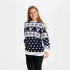 Blue Family Christmas Jumper Womens Reindeers and Snow
