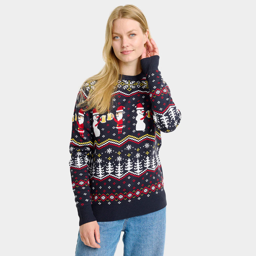 Womens Christmas Jumper Cheers Santa
