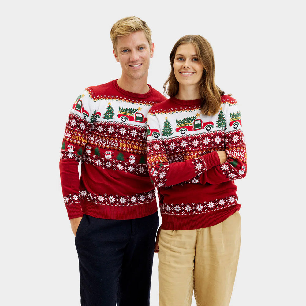 Womens Christmas Jumper Driving Home Couple
