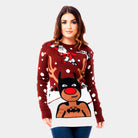 womens Couple's Christmas Jumper with Batman Rudolph and Superman Santa