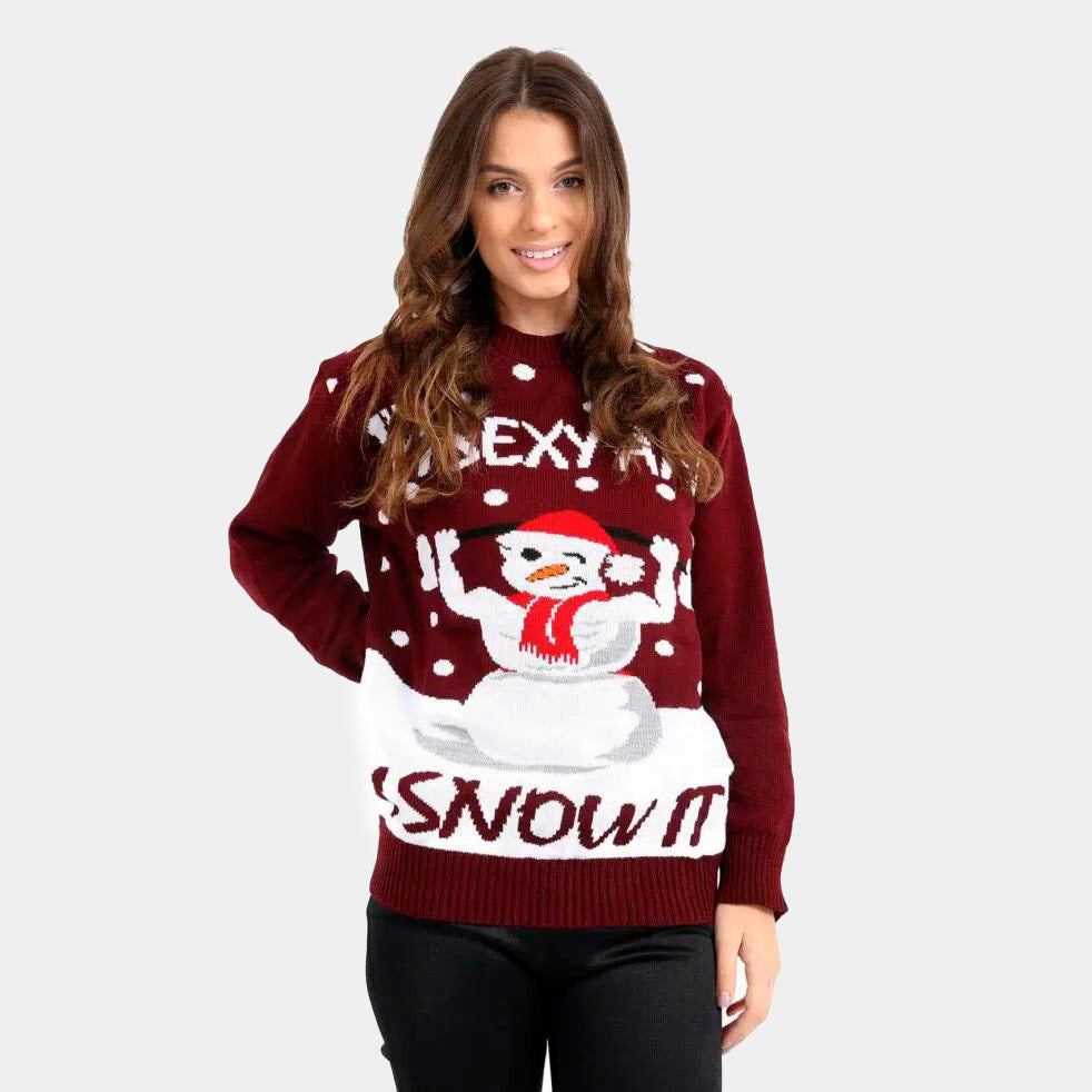 Couple's Christmas Jumper with Sexy Snowman womens