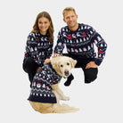 Womens Dog Christmas Jumper with Trees, Snowmen and Santa