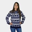 Mens Christmas Jumper Womens Reindeers and Trees Strips

