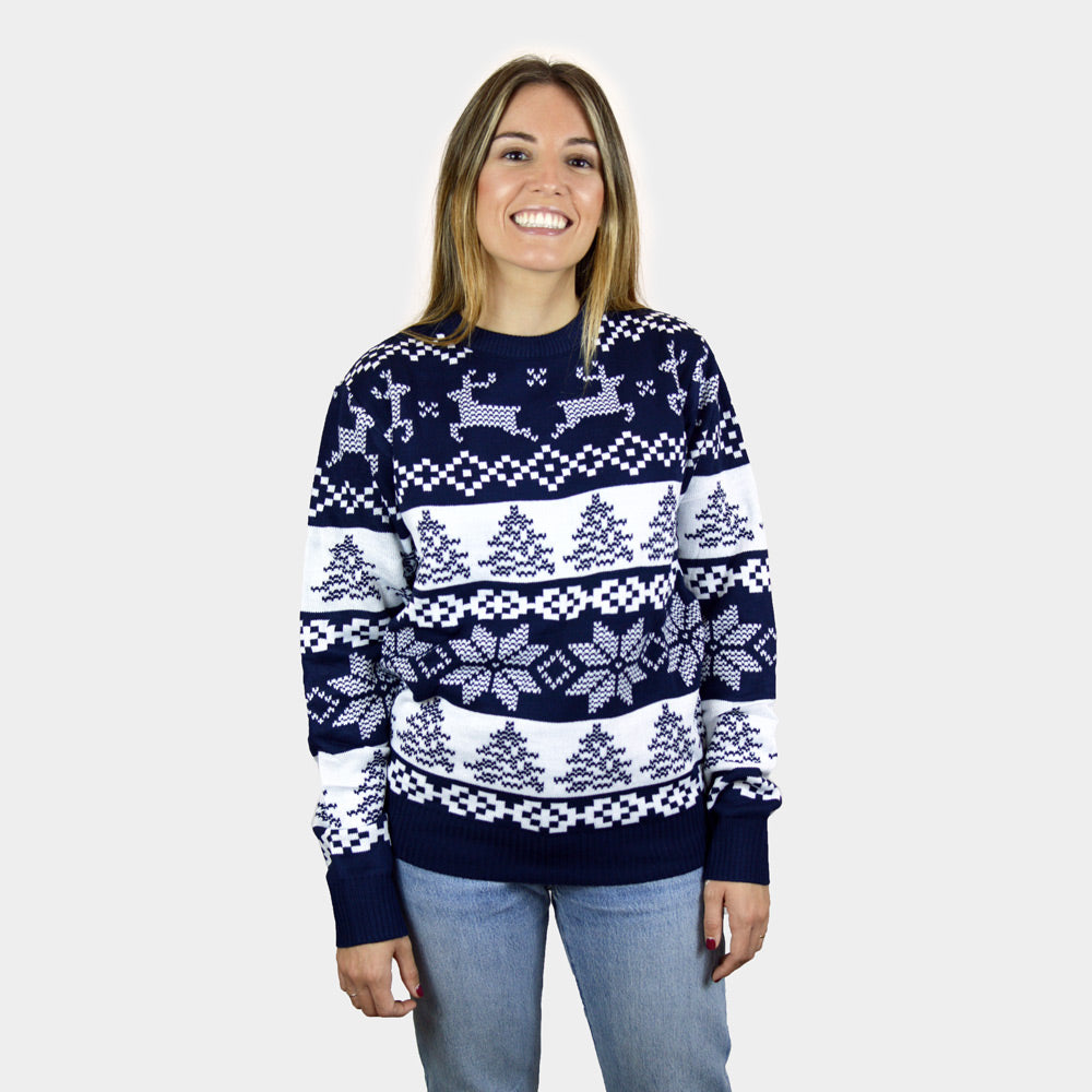 North Pole Blue Mens and Womens Christmas Jumper
