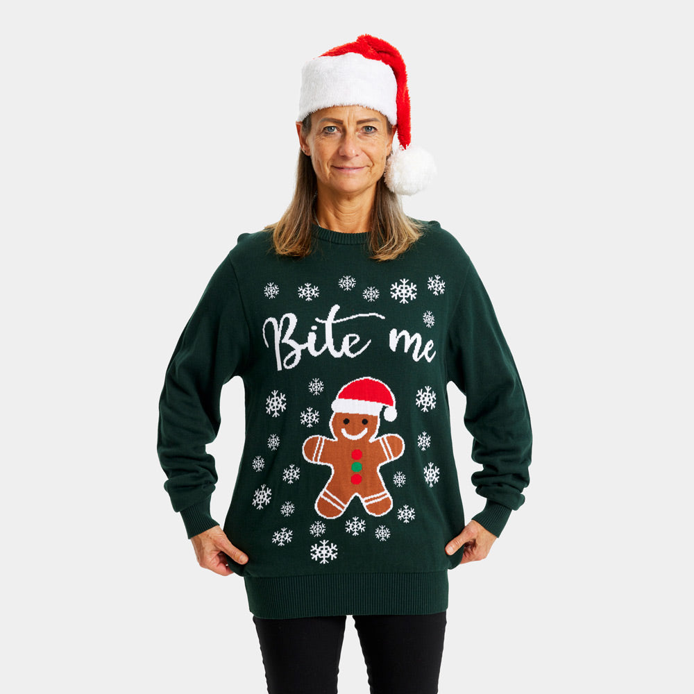 Organic Cotton Women's Christmas Jumper Bite Me