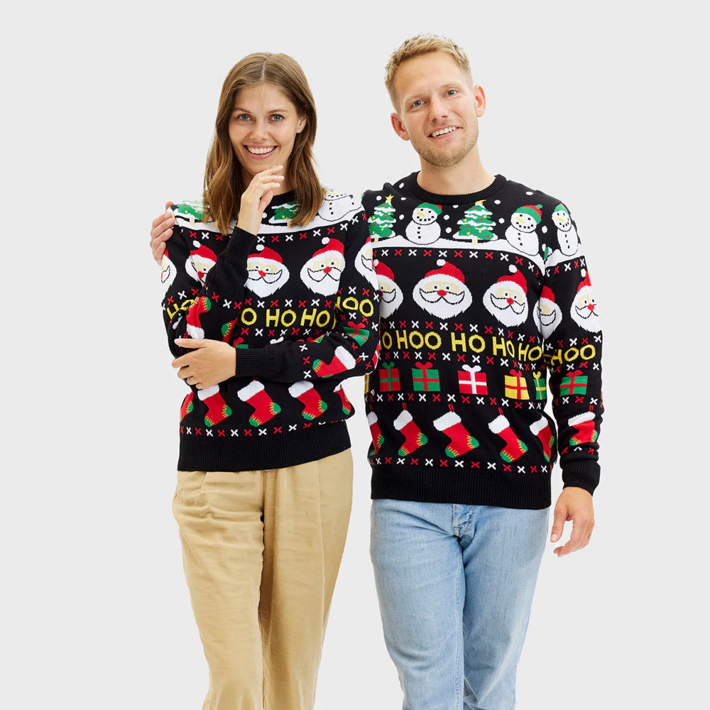 Organic Cotton Mens and Womens Christmas Jumper Santa Gifts Snowmen
