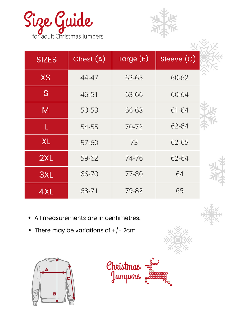 Beige Christmas Jumper with Smiling Reindeer size guide