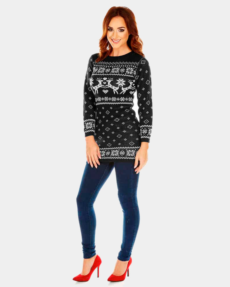 Dresses pom pom reindeer christmas jumper dress boohoo