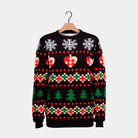 Black Christmas Jumper with Snow, Hearts and Trees