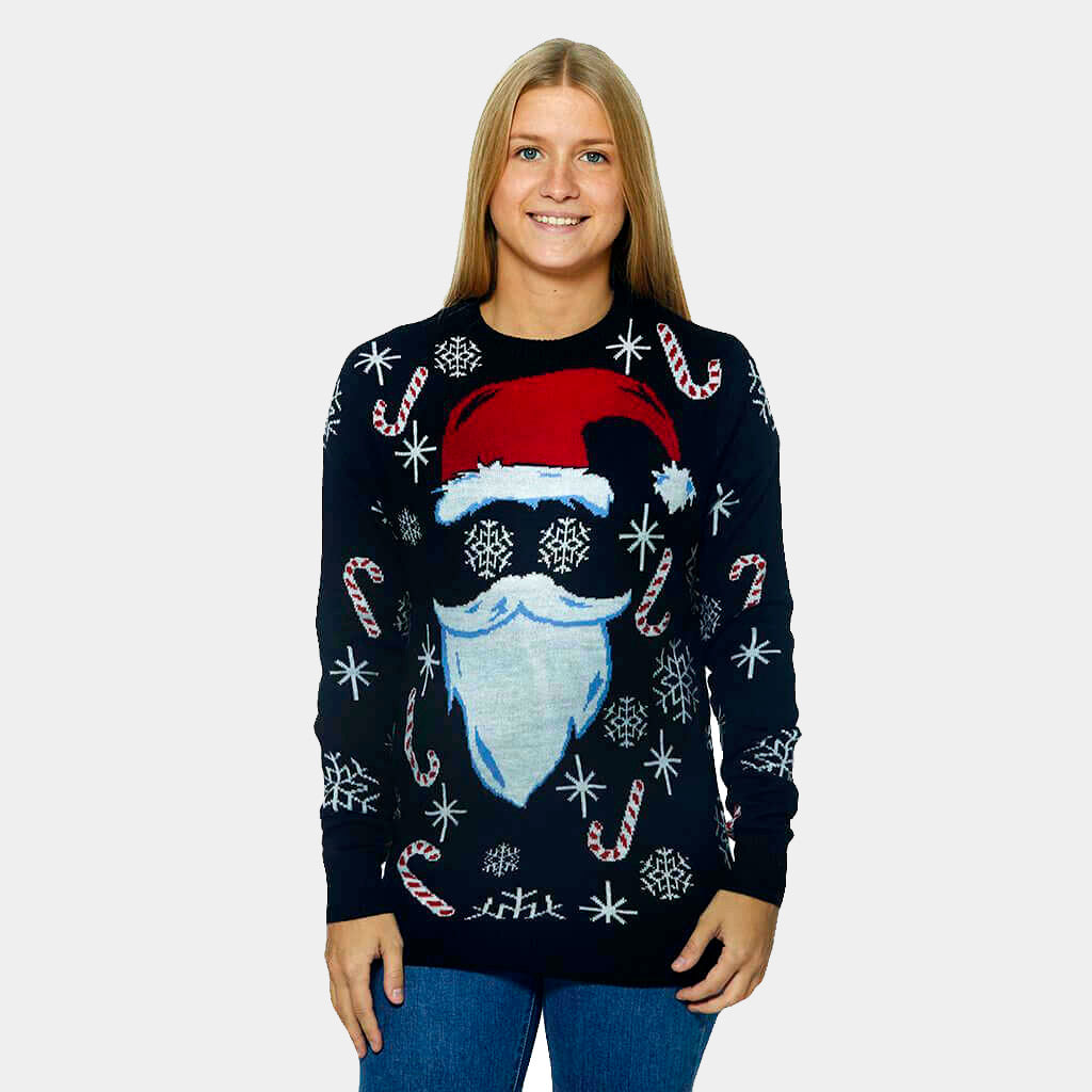 Black Santa Christmas Jumper Womens