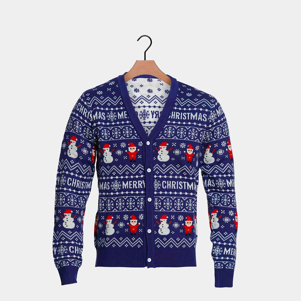 Blue Cardigan Merry Christmas Jumper