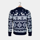 Blue Christmas Jumper with Reindeers and Nordic Stars Back