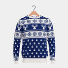 Blue Christmas Jumper with Reindeers and Snow 2021