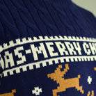 Blue Elegant Christmas Jumper with Reindeers detail