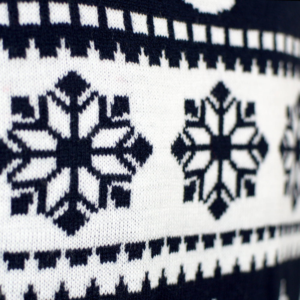 Blue Family Christmas Jumper with Reindeers and Snow detail