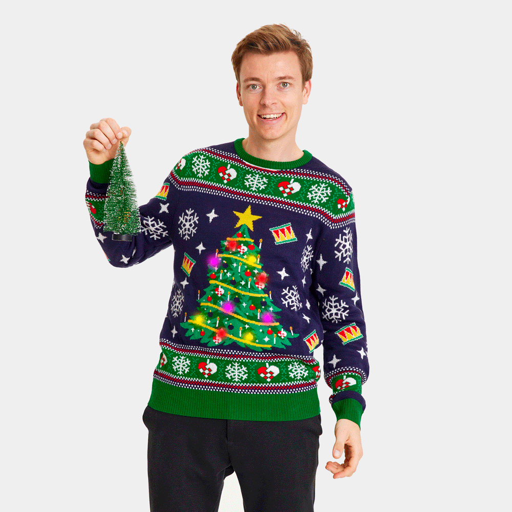 Mens xmas top jumper with lights