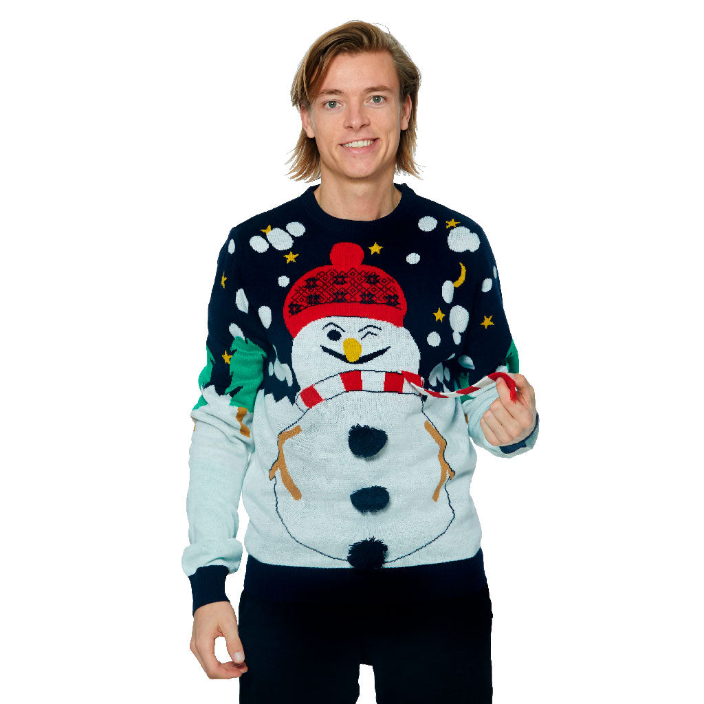 Christmas Jumper with 3D Snowman Mens