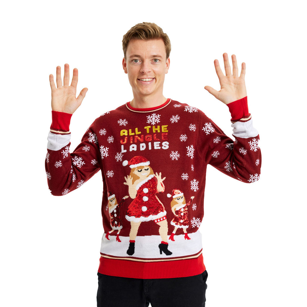 Christmas Jumper Jingle Ladies with Sequins Mens
