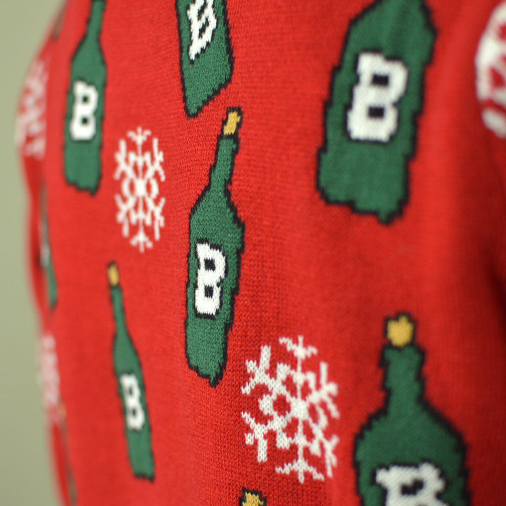 Christmas Jumper with Reindeer + Beer Opener Detail Snow