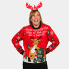 Christmas Jumper with Reindeer + Beer Opener Womens