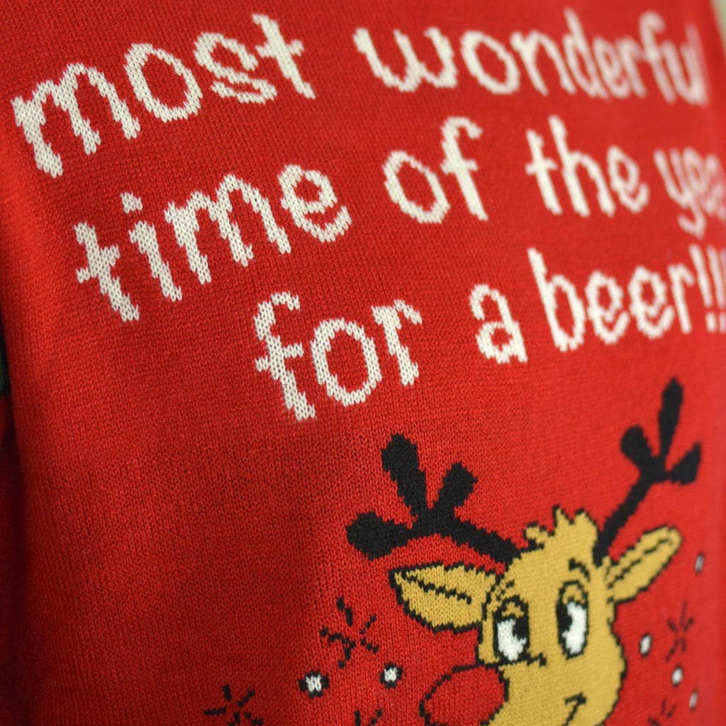 Christmas Jumper with Reindeer + Beer Opener Detail