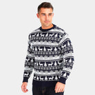 Mens Christmas Jumper with Reindeers and Trees Strips 2021