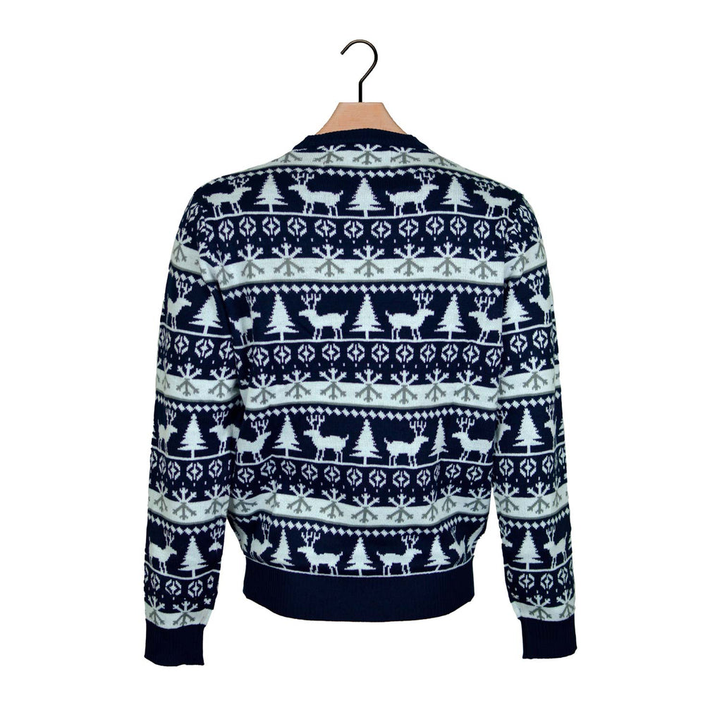 Christmas Jumper with Reindeers and Trees Strips Back