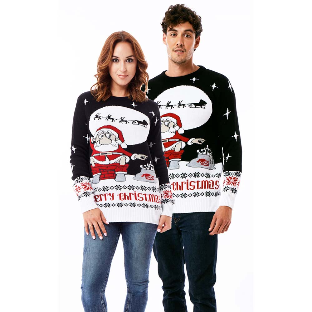 Christmas Jumper with Santa Downloading Couple