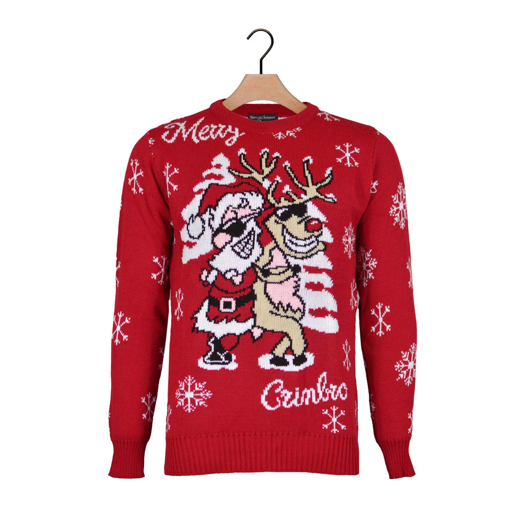 Christmas Jumper Santa and Reindeer with Sunglasses