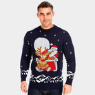 Christmas Jumper with Santa and Rudolph on Sleigh Mens